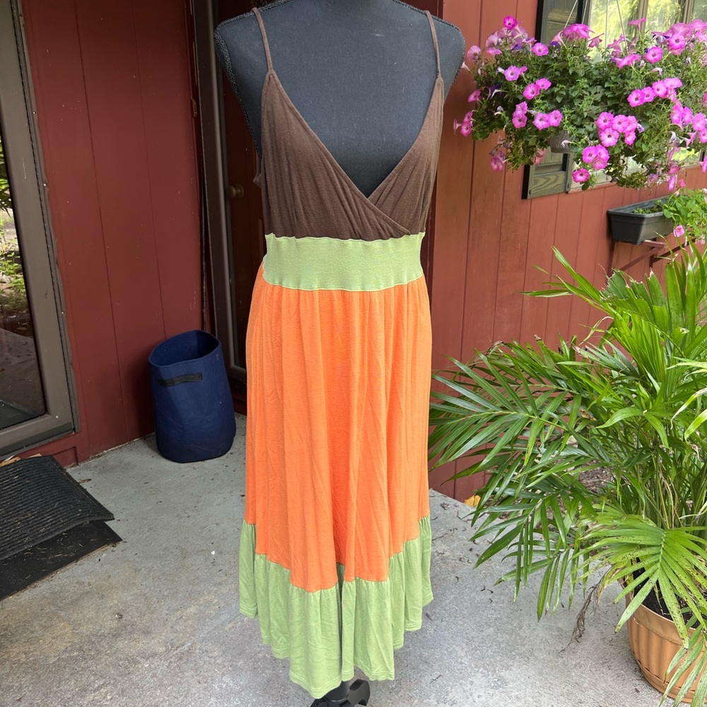 GAP Brown Orange and Green Colorblock Dress